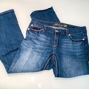 Seven 7 boot cut luxe blue jeans distressed denim